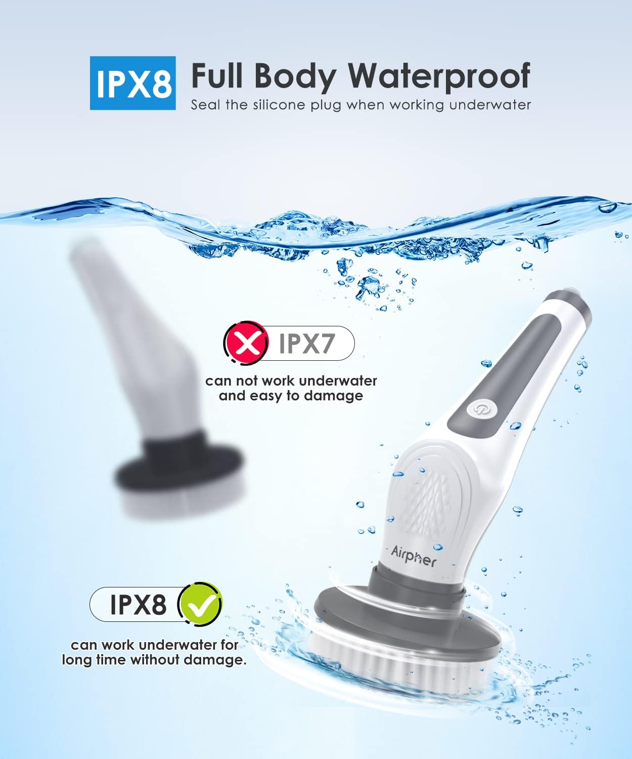 Electric Spin Scrubber, Airpher 10 in 1 Cordless Cleaning Brush